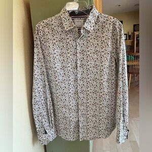 Denim & Flower by Ricky Singh Pattern Button Down Women’s Cotton Shirt Sz Large